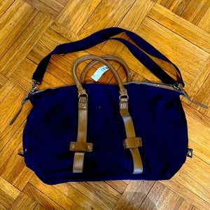 NWT H&M Weekend Travel Bag - 100% Cotton - Navy - Brown